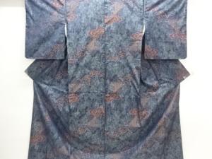 橋風景模様織出し本場泥大島紬着物